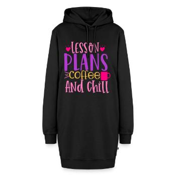 Plans de cours, café et détente - Sweat-shirt à capuche long Femme - noir - Devant