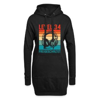 34. Geburtstag Männer Gamer Level 34 Unlocked - Hoodie-Kleid - Schwarz - Vorne