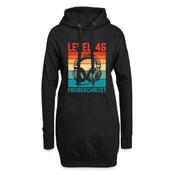 46e anniversaire Homme Gamer Niveau 46 débloqué - Sweat-shirt à capuche long Femme - noir - Devant