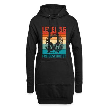 56e anniversaire Homme Gamer Niveau 56 débloqué - Sweat-shirt à capuche long Femme - noir - Devant