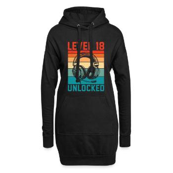Level 18 freigeschaltet – Gamer-Geschenk zum 18-jährigen Jubiläum - Hoodie-Kleid - Schwarz - Vorne