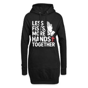 Moins de poings, plus de mains ensemble Prière - Sweat-shirt à capuche long Femme - noir - Devant