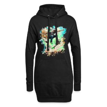 skateboarden - Hoodie-Kleid - Schwarz - Vorne