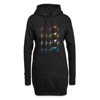 Retro Pferd Herzschlagpferd - Hoodie-Kleid - Schwarz - Vorne