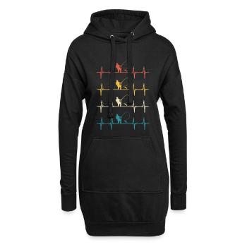 Fischerherzschlag-Angeln - Hoodie-Kleid - Schwarz - Vorne