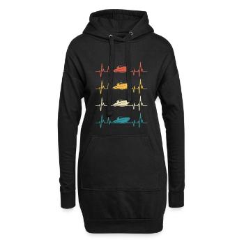 bateau à moteur battement de coeur yacht capitaine - Sweat-shirt à capuche long Femme - noir - Devant