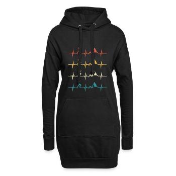 Trail running retro heartbeat jogging mountain run - Sweat-shirt à capuche long Femme - noir - Devant