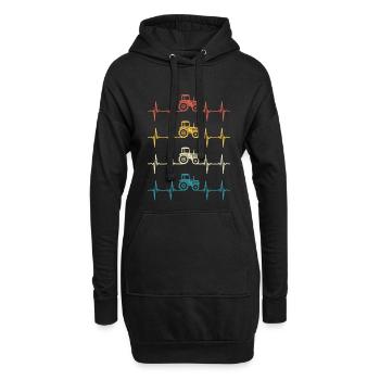 Retro Traktor Herzschlag-Bauer - Hoodie-Kleid - Schwarz - Vorne