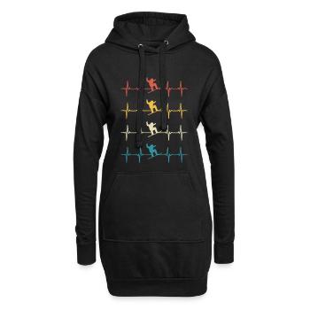 Snowboard Snowboarding Herzschlag Snowboarden - Hoodie-Kleid - Schwarz - Vorne