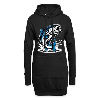 Springende Forelle - Hoodie-Kleid - Schwarz - Vorne