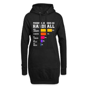 Warum ich beim Handball verliere - Hoodie-Kleid - Schwarz - Vorne