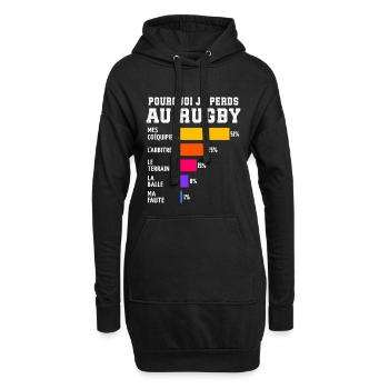 Pourquoi Je Perds Au rugby  - Sweat-shirt à capuche long Femme - noir - Devant