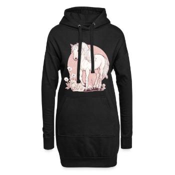 Pferd - Hoodie-Kleid - Schwarz - Vorne