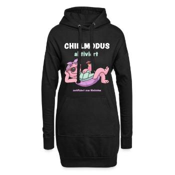 Schildkröte Chillmodus aktiviert: Pinke Lounge - Hoodie-Kleid - Schwarz - Vorne