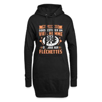 un vieil homme qui joue aux fléchettes - Sweat-shirt à capuche long Femme - noir - Devant