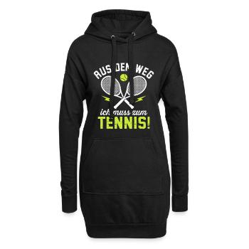 Aus dem Weg ich muss zum Tennis  - Hoodie-Kleid - Schwarz - Vorne