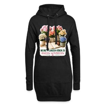 Meine Pflanzen hören zu, Menschen unterbrechen - Hoodie-Kleid - Schwarz - Vorne