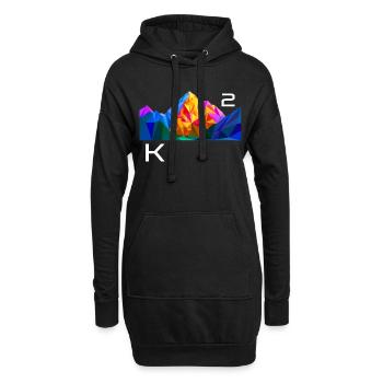 K2, montagne, Himalaya, triangles colorés, triangles peak - Sweat-shirt à capuche long Femme - noir - Devant