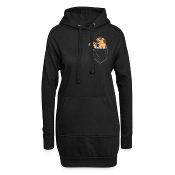 Poche poitrine Surikate Mangusten suricate - Sweat-shirt à capuche long Femme - noir - Devant
