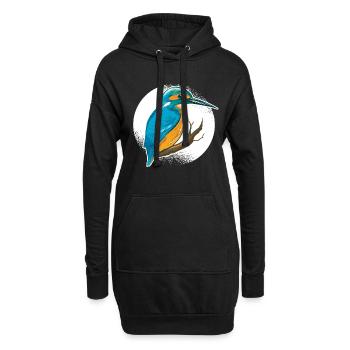 Kingfisher Rackenvogel plumes graphique bleu cobalt - Sweat-shirt à capuche long Femme - noir - Devant