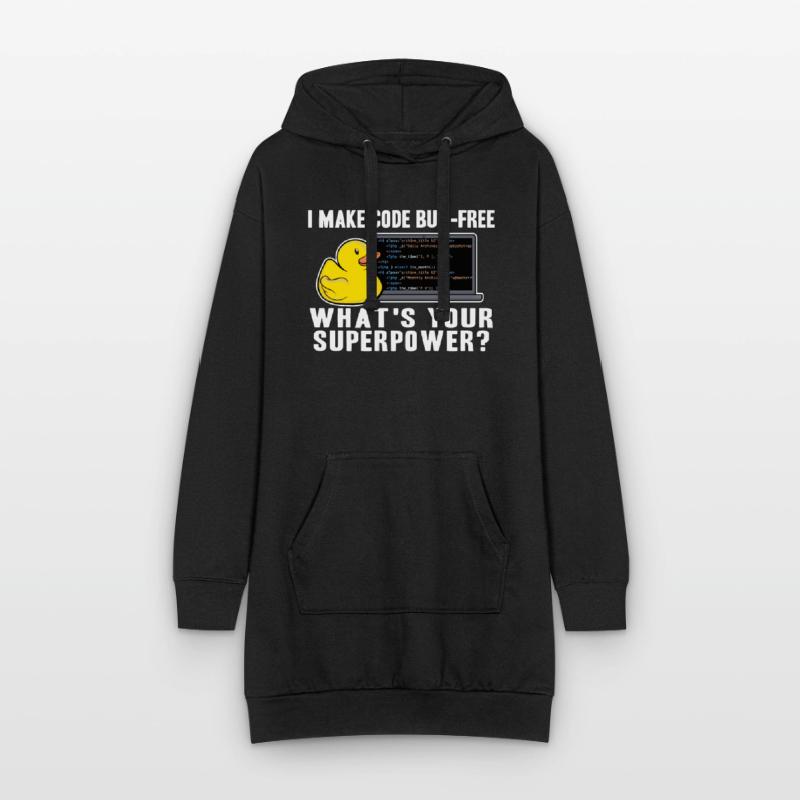 Funny Rubber Duck Debugging Superpower Coding Gift Hoodie Dress