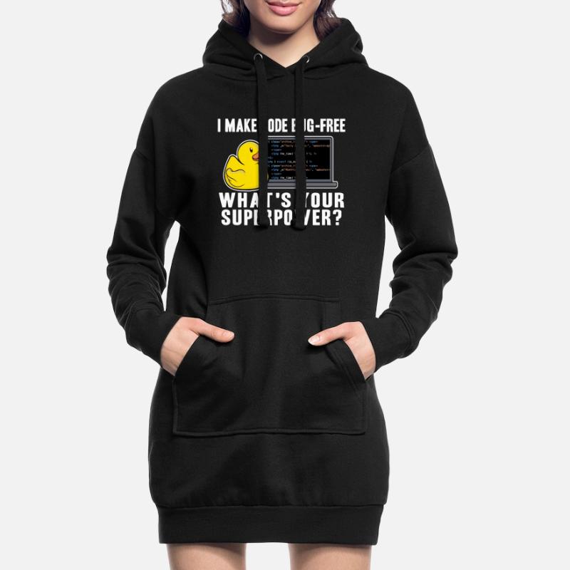 Funny Rubber Duck Debugging Superpower Coding Gift Hoodie Dress