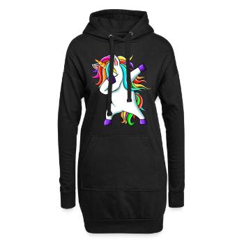 Lustige süße Regenbogen Dabbing Einhorn - Hoodie-Kleid - Schwarz - Vorne