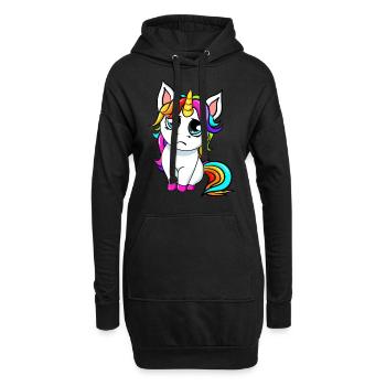Petite licorne triste - Sweat-shirt à capuche long Femme - noir - Devant