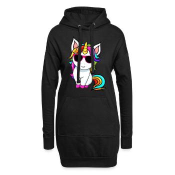 Petite licorne mignonne avec Sunglasess - Sweat-shirt à capuche long Femme - noir - Devant