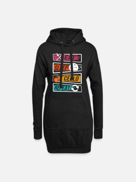 Cello - Eat Sleep Cello Repeat - Hoodie-Kleid - Schwarz