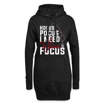 Hokuspokus Ich brauche Wein zur Konzentration - Hoodie-Kleid - Schwarz - Vorne