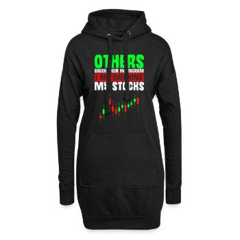 Andere checken ihr Instagram Ich checke meine Akti - Hoodie-Kleid - Schwarz - Vorne