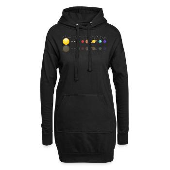 Planeten Design mit Sonnensystem im Weltall Sterne - Hoodie-Kleid - Schwarz - Vorne
