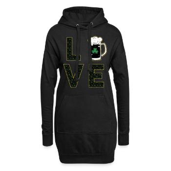 Liebe St. Patricks Day - Hoodie-Kleid - Schwarz - Vorne