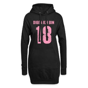 Digga Ich bin 18 - Geschenk zum 18. Geburtstag - Hoodie-Kleid - Schwarz - Vorne