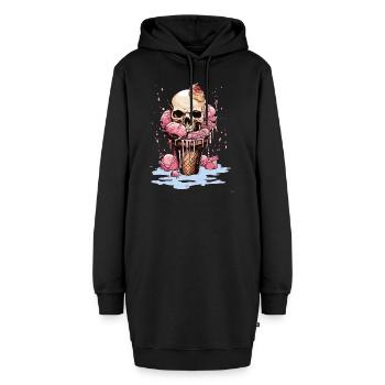Totenkopf-Eiscreme-Halloween-Design - Hoodie-Kleid - Schwarz - Vorne