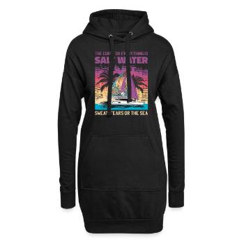 Catamaran-Boot Segelboot Segeln Segler - Hoodie-Kleid - Schwarz - Vorne