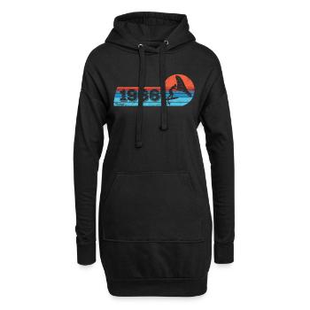 Wingfoil Surfer Anniversaire Vintage 1966 Né - Sweat-shirt à capuche long Femme - noir - Devant