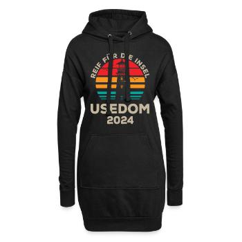 Usedom 2024 Inselreif Leuchtturm Motiv - Hoodie-Kleid - Schwarz - Vorne