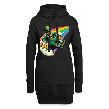 Leprechaun (Leprechaun irlandais) sur Rainbow - Sweat-shirt à capuche long Femme - noir - Devant