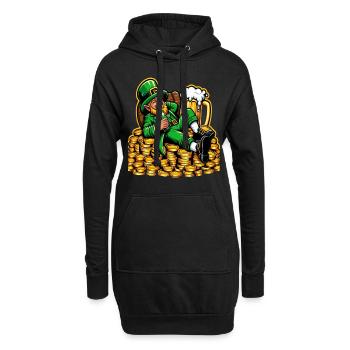 Entspannter Leprechaun (Irischer Kobold) - Hoodie-Kleid - Schwarz - Vorne
