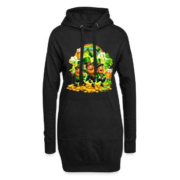 Lutin-arc-en-ciel (Lutin-du-Irlandais - Sweat-shirt à capuche long Femme - noir - Devant