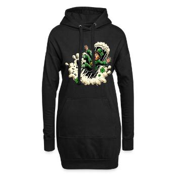 Falling Leprechaun (Leprechaun irlandais) - Sweat-shirt à capuche long Femme - noir - Devant