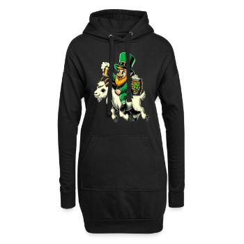 Lutin chevauchant une chèvre (lutin irlandais) - Sweat-shirt à capuche long Femme - noir - Devant