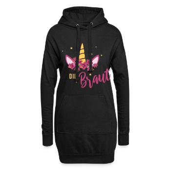 Einhorn Braut JGA Hochzeit Team Gruppenshirt 1 - Hoodie-Kleid - Schwarz - Vorne