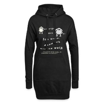 Ich weiß, dass ich nichts weiß. Schaf-sinniges - Hoodie-Kleid - Schwarz - Vorne