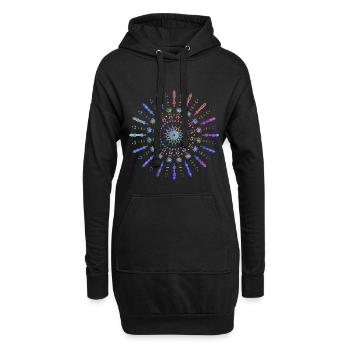 Mandala Yoga tribal Sonne strahlend blau bunt - Hoodie-Kleid - Schwarz - Vorne