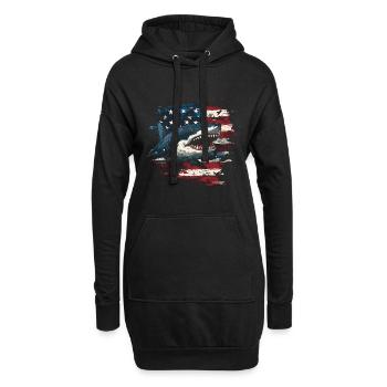 Hai mit Usa Flagge - Hoodie-Kleid - Schwarz - Vorne
