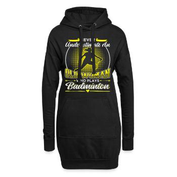 An Old Woman Who Plays Badminton - Hoodie-Kleid - Schwarz - Vorne