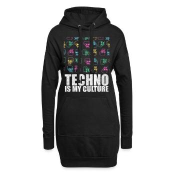 Techno Is My Culture Skull Design Geschenk - Hoodie-Kleid - Schwarz - Vorne